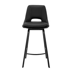 Kirklands Home Faux Leather Carise Swivel Bar Stool Black