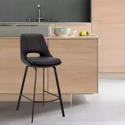 Kirklands Home Faux Leather Carise Swivel Bar Stool Black