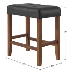 Discount Kirklands Home Faux Leather Madison Walnut Counter Stool Black