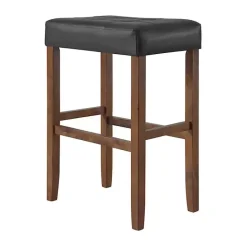 Best Kirklands Home Black Faux Leather Madison Walnut Stool Bar