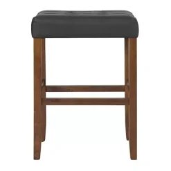 Best Kirklands Home Black Faux Leather Madison Walnut Stool Bar