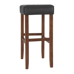 Best Kirklands Home Black Faux Leather Madison Walnut Stool Bar
