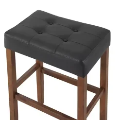 Best Kirklands Home Black Faux Leather Madison Walnut Stool Bar