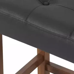 Best Kirklands Home Black Faux Leather Madison Walnut Stool Bar