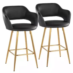 Discount Kirklands Home Faux Leather Marge Counter Stools, Set of 2 Black