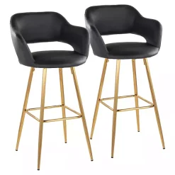 Best Kirklands Home Faux Leather Marge Bar Stools, Set of 2 Black