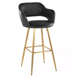 Best Kirklands Home Faux Leather Marge Bar Stools, Set of 2 Black