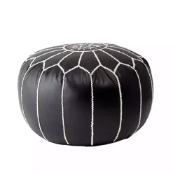 Clearance Kirklands Home Faux Leather Pouf Black