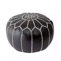 Clearance Kirklands Home Faux Leather Pouf Black