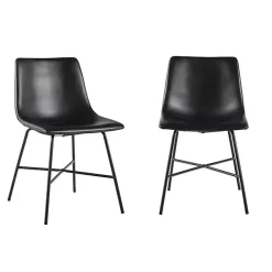 Best Kirklands Home Faux Leather Scoop Dining Chairs, Set of 2 Black