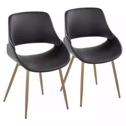 Sale Kirklands Home Faux Leather Scooped Accent Chairs, Set of 2 Black