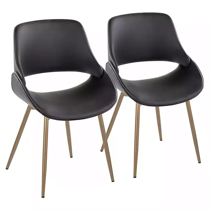 Sale Kirklands Home Faux Leather Scooped Accent Chairs, Set of 2 Black