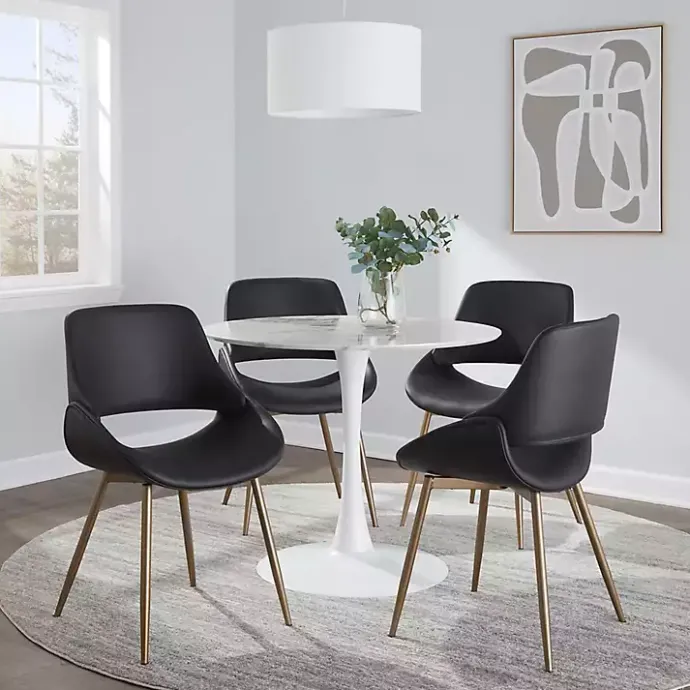 Sale Kirklands Home Faux Leather Scooped Accent Chairs, Set of 2 Black