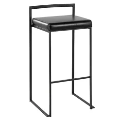 New Kirklands Home Faux Leather Stackable Bar Stools, Set of 2 Black