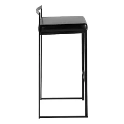 New Kirklands Home Faux Leather Stackable Bar Stools, Set of 2 Black