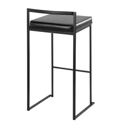 New Kirklands Home Faux Leather Stackable Bar Stools, Set of 2 Black