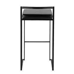New Kirklands Home Faux Leather Stackable Bar Stools, Set of 2 Black