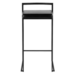 New Kirklands Home Faux Leather Stackable Bar Stools, Set of 2 Black