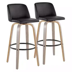 Outlet Kirklands Home Faux Leather Torino Bar Stools, Set of 2 Black