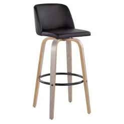 Outlet Kirklands Home Faux Leather Torino Bar Stools, Set of 2 Black