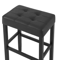 Online Kirklands Home Faux Leather Tufted Madison Bar Stool Black