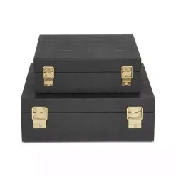New Kirklands Home Faux Shagreen 2-pc. Square Decorative Boxes Black