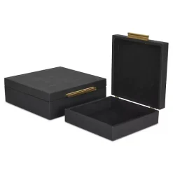 New Kirklands Home Faux Shagreen 2-pc. Square Decorative Boxes Black