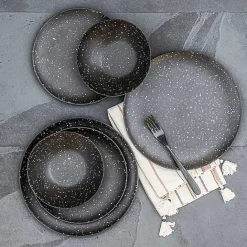 Kirklands Home Faye Melamine Dinner Plates, Set of 6 Black