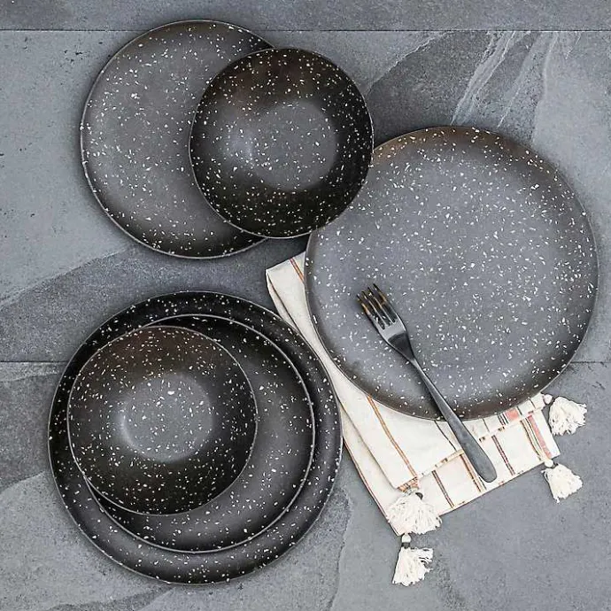 Kirklands Home Faye Melamine Dinner Plates, Set of 6 Black