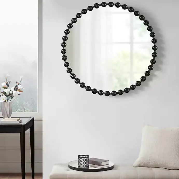 Best Kirklands Home Black Foiled Beaded Wall Mirror, 36 in.