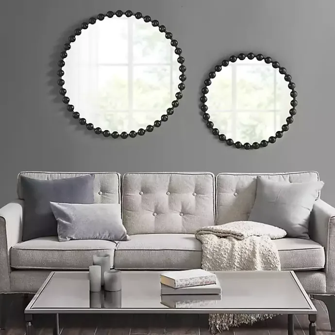 Best Kirklands Home Black Foiled Beaded Wall Mirror, 36 in.