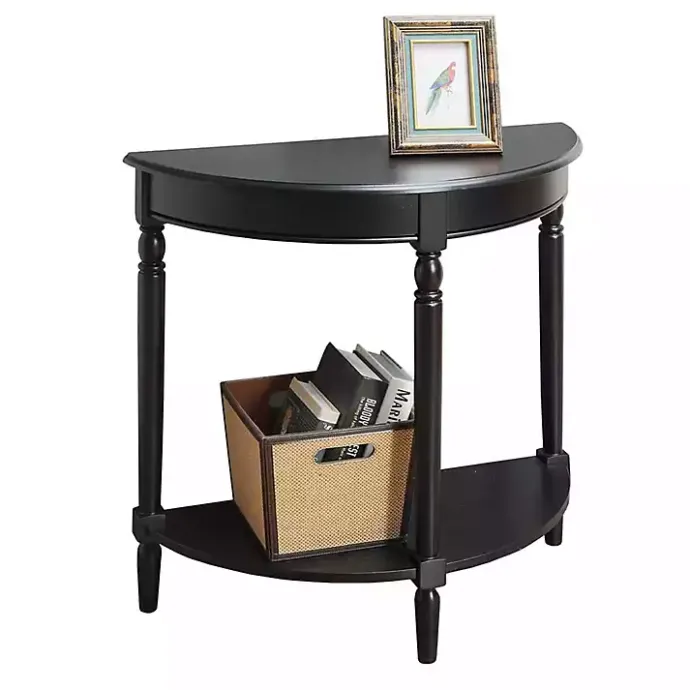 Discount Kirklands Home French Country Half Round Console Table Black