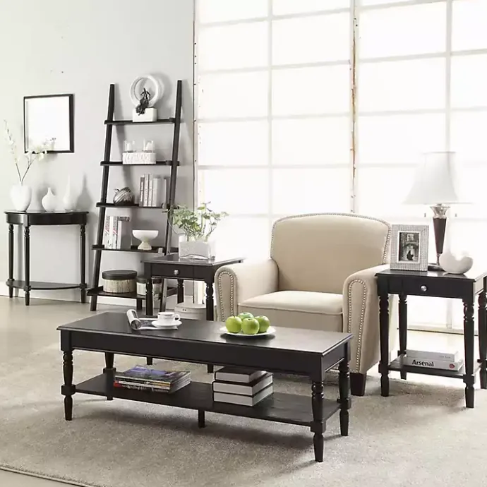 Discount Kirklands Home French Country Half Round Console Table Black