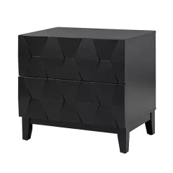 Kirklands Home Geometric 2-Drawer Charging Nightstand Black