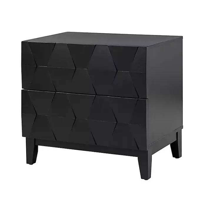 Kirklands Home Geometric 2-Drawer Charging Nightstand Black