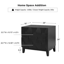 Kirklands Home Geometric 2-Drawer Charging Nightstand Black