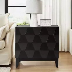 Kirklands Home Geometric 2-Drawer Charging Nightstand Black