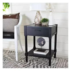 Kirklands Home Geometrical Industrial Pull Accent Table Black
