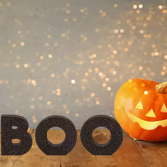 Outlet Kirklands Home Glitter Boo Tabletop Blocks, Set of 3 Black