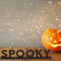 New Kirklands Home Glitter Spooky Tabletop Sign Black