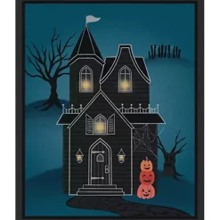 Best Kirklands Home Black Haunted House Framed Canvas Print