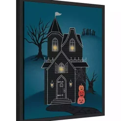Best Kirklands Home Black Haunted House Framed Canvas Print