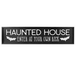 New Kirklands Home Haunted House Halloween Wall Plaque Black