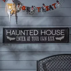 New Kirklands Home Haunted House Halloween Wall Plaque Black