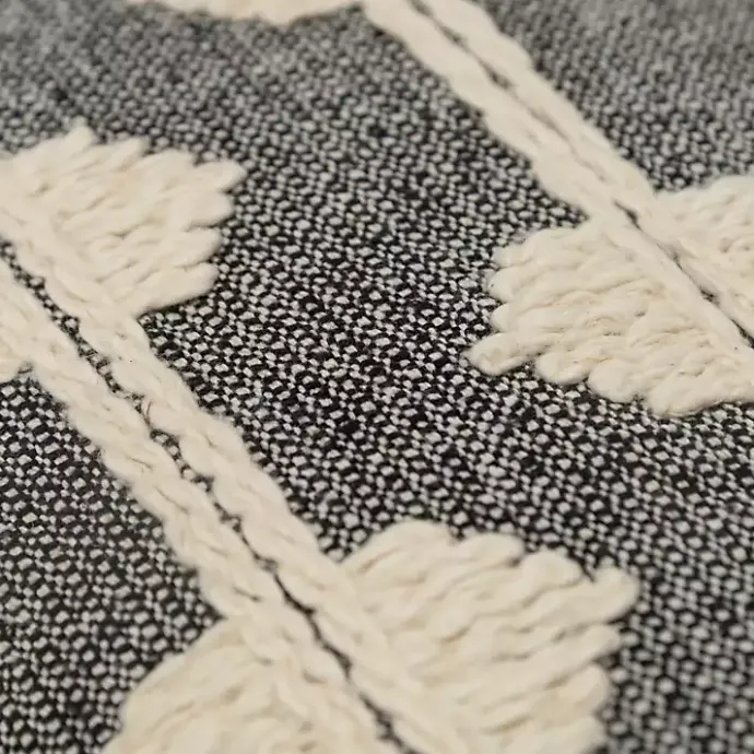 Best Kirklands Home Black Heathered Embroidered Diamond Throw Pillow