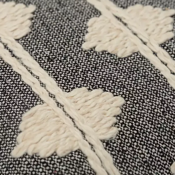 Best Kirklands Home Black Heathered Embroidered Diamond Throw Pillow