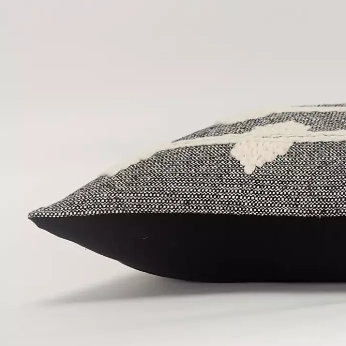 Best Kirklands Home Black Heathered Embroidered Diamond Throw Pillow