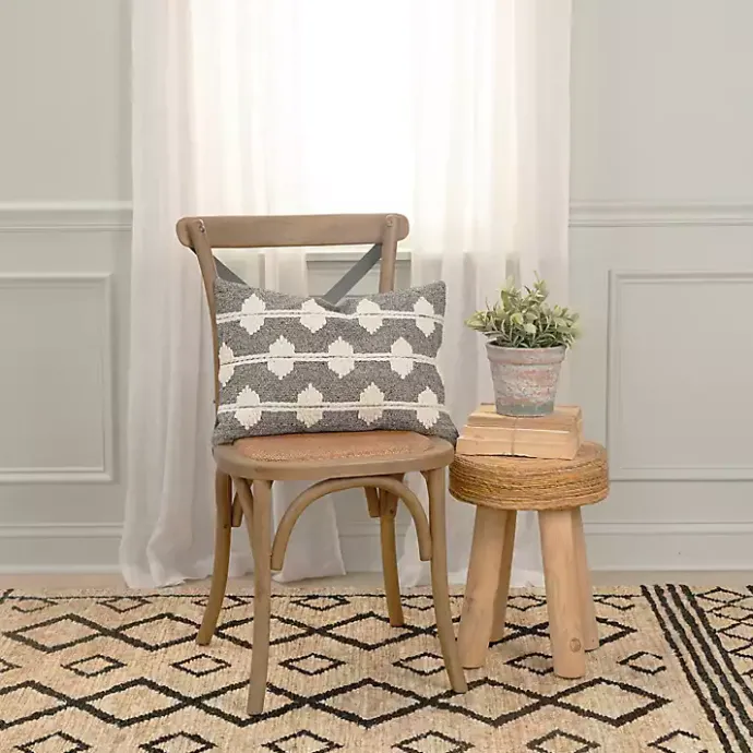 Best Kirklands Home Black Heathered Embroidered Diamond Throw Pillow