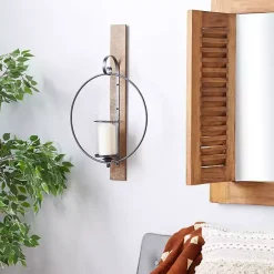 Best Kirklands Home Black Hoop Glass Sleeve Wall Sconce, 28 in.