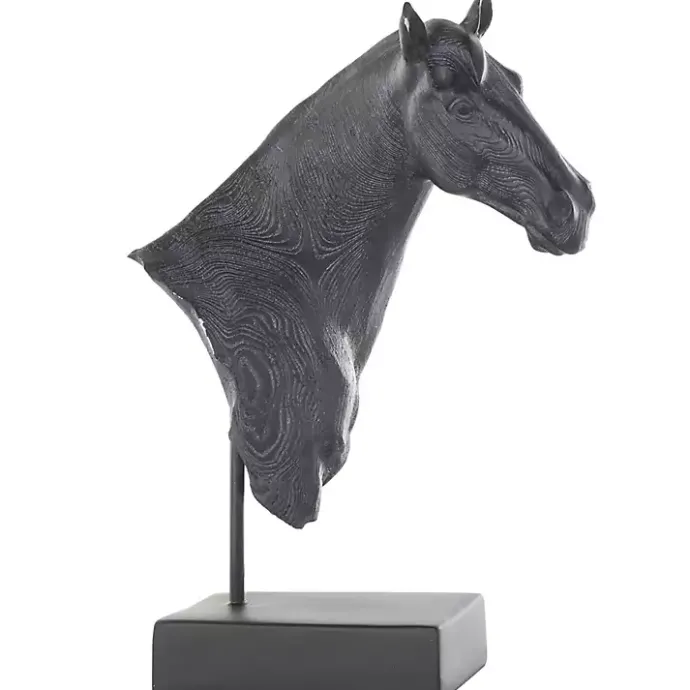 New Kirklands Home Horse Head Resin Statue Black